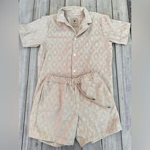 OAS Beige Patterned Casual Button Down Shirt